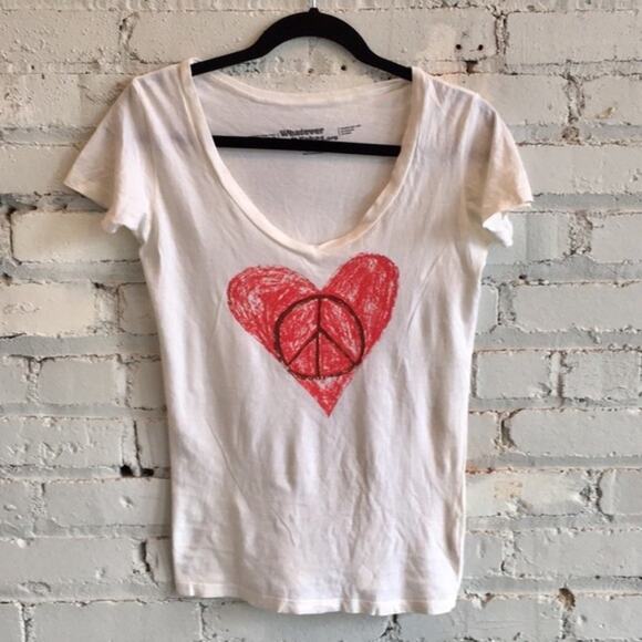 VALENTINE'S DAY - HIPPIE Whatever it takes peace heart top NWOT MEDIUM read comm - Picture 2 of 7